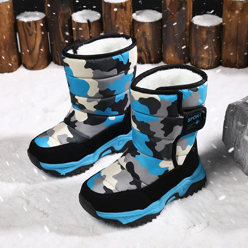 2025 ฤดูหนาวรองเท้าเด็กPlushผ้ากันน้ําลื่นรองเท้ายางSole Snow Bootsแฟชั่นรองเท้ากลางแจ้ง