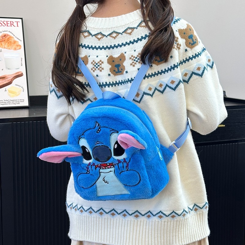 Stitch Rucksack Japanischer blauer lustiger Cartoon-Studentenrucksack mit großem Fassungsvermögen Kindergartentasche Kawaii-Rucksack