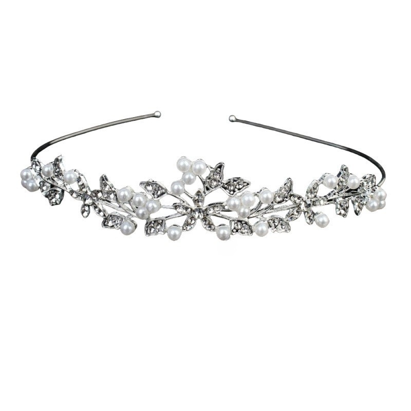 Bride Pearl Crown Headband Diamond Hair Accessories Alloy Rhinestone Princess Wedding Headband Bridal Headpieces Bride Crowns