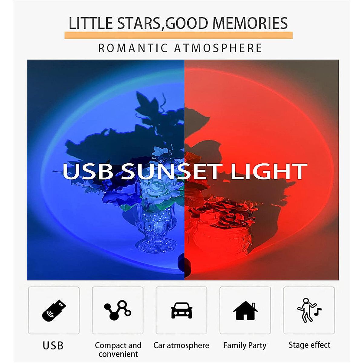 Sonnenuntergang Licht Lampe mit Fernbedienung Lampu Rgb Usb angetriebene geführte Projektor Ästhetische Foto Hintergrund Regenbogen Stimmung Beleuchtung Nacht