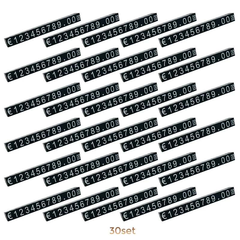 30Sets Medium Plastic Cubes Price Display Tags Adjustable Number Stand Frame Label Shop