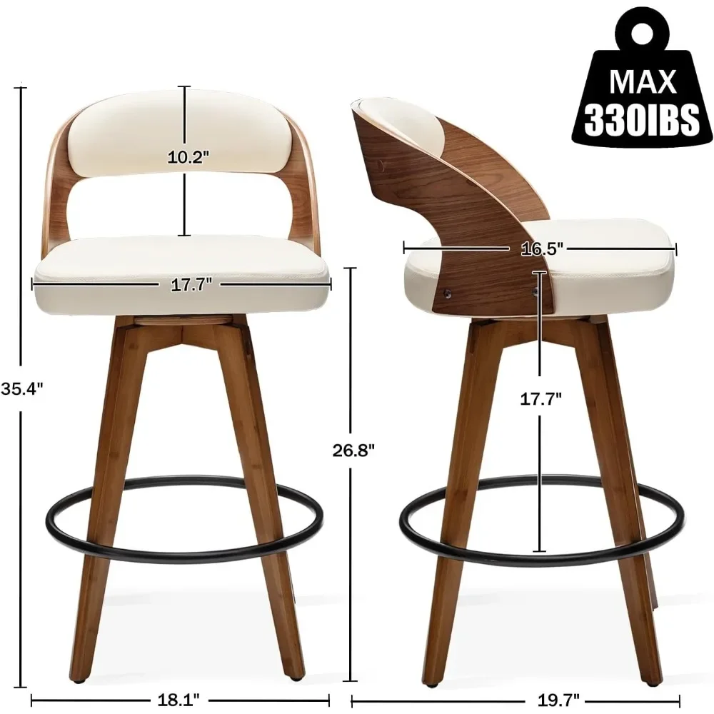 Barstools Set of 2,Counter Height Bar Stools for Kitchen Island,26.8 Inch H Modern Upholstered Bar Chair, Swivel Counter Stools