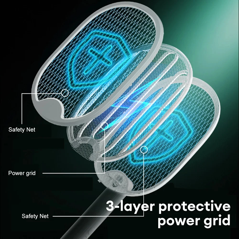 Pieghevole Elettrico Mosquito Killer Fly Swatter Trappola USB Ricaricabile Zanzara Racchetta Insetto Killer con Luce UV Bug Zapper 3000V