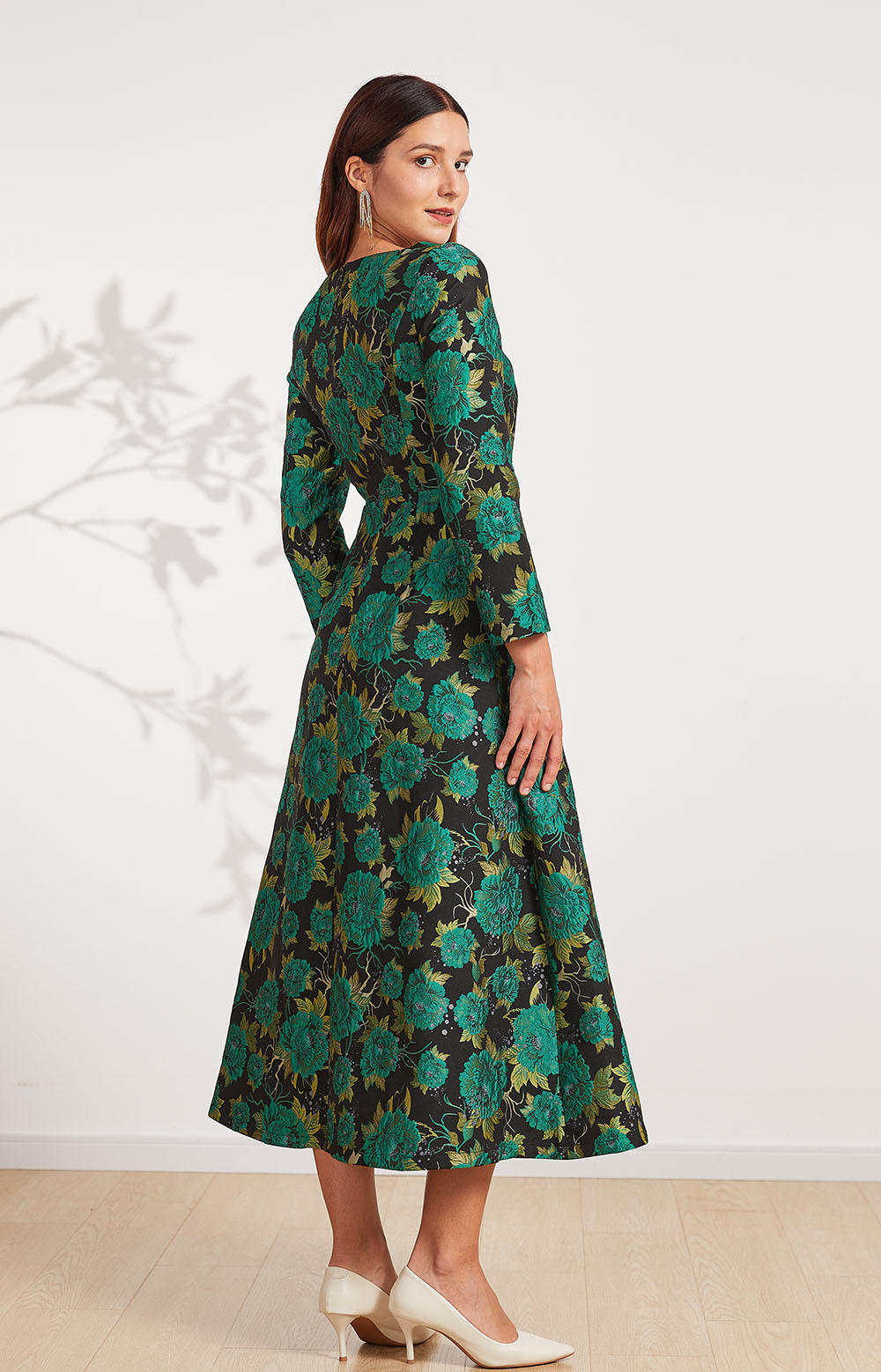 Vintage Vrouwen Feestjurk Lange Bloemen Maxi Jacquard Herfst Jurken Elegante Avond Boho Dames Kleding