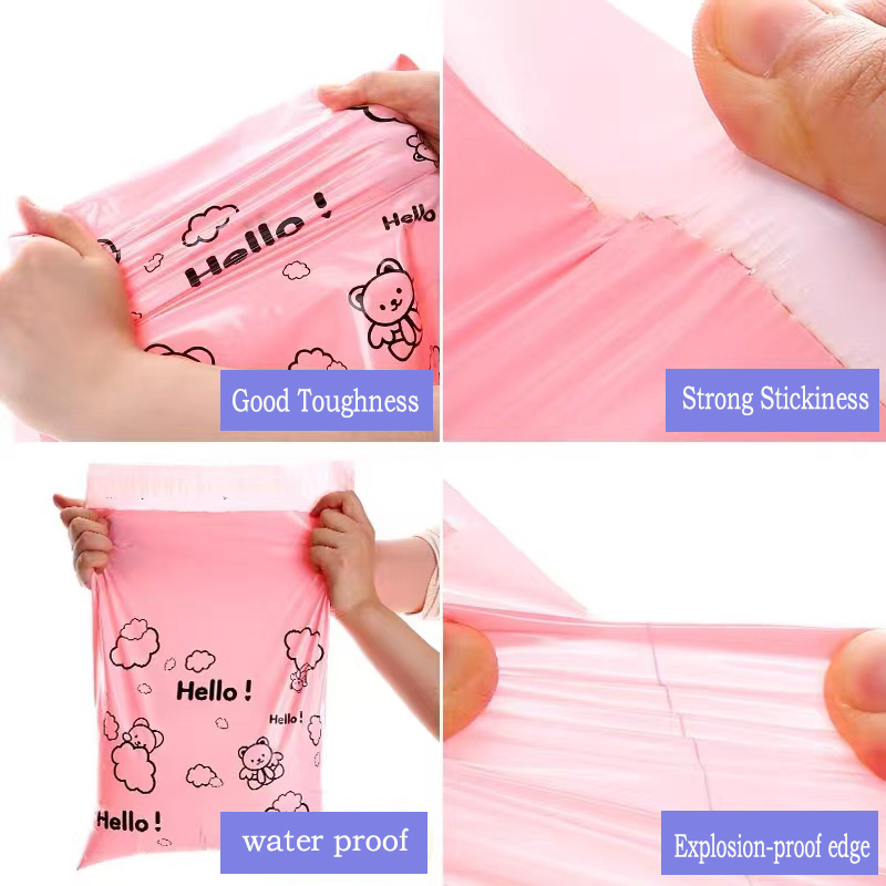 50 Teile/lose Verpackung Taschen Rosa Wasserdichte Logistik Kleidung Post Beutel Individuelles Logo Kunststoff Versand Versand Tasche