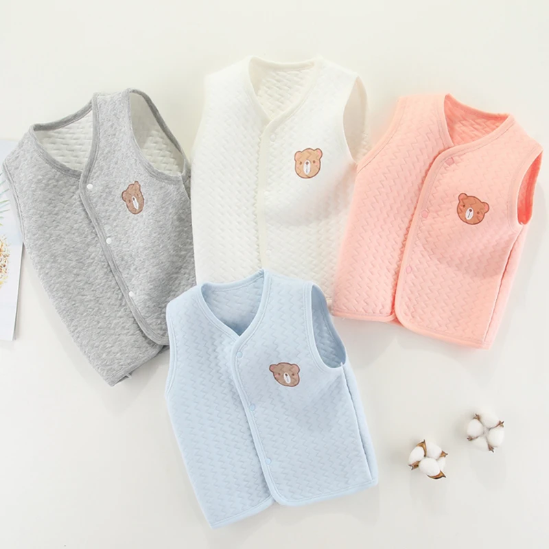 Chaleco de algodón para bebé recién nacido, chaleco de otoño e invierno para niña, chaqueta cálida y suave para niños, ropa de dibujos animados para niños de 0 a 24 meses