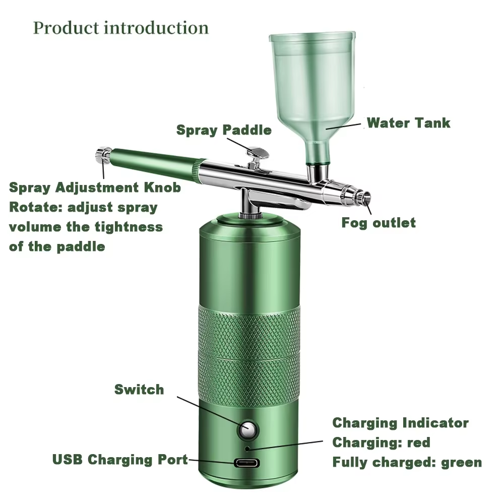 Wireless Charging Single-Action Spray Gun with Built-In Compressor Dedicated Tool Nail Art Tattoos Cake Painting Facial Beauty