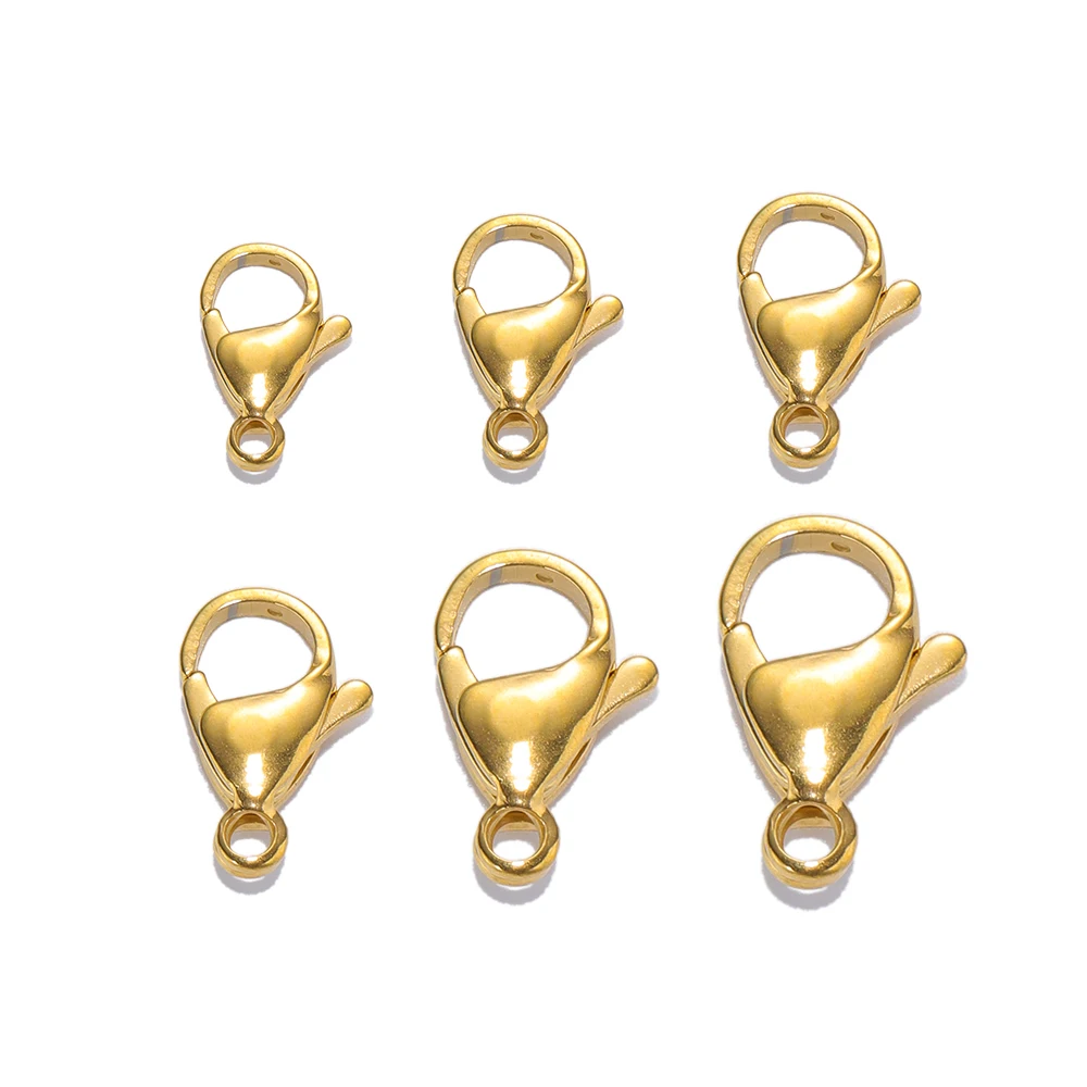 25 pçs 18k ouro aço inoxidável lagosta fechos ganchos para diy colar pulseira correntes moda jóias fazendo descobertas suprimentos