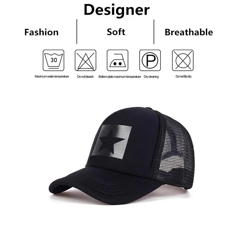 Five-Pointed Star Printed Baseball Net Caps Spring and Summer Outdoor Adjustable Casual Hats Sunscreen Hatcreen Hat