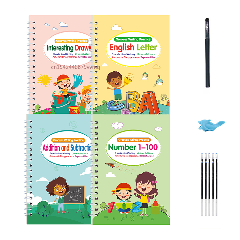 Nuevo libro de copia reutilizable para aprender letras en inglés, libro de caligrafía, dibujo de números, educación para niños, práctica de juguetes de escritura