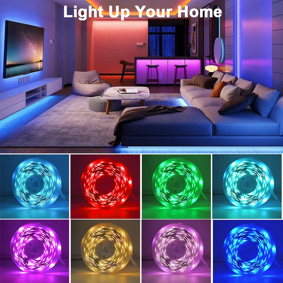 Strisce luminose a LED RGB con telecomando Luces Led Room Light Nastro flessibile USB per la decorazione della stanza Nastro a diodi retroilluminazione TV