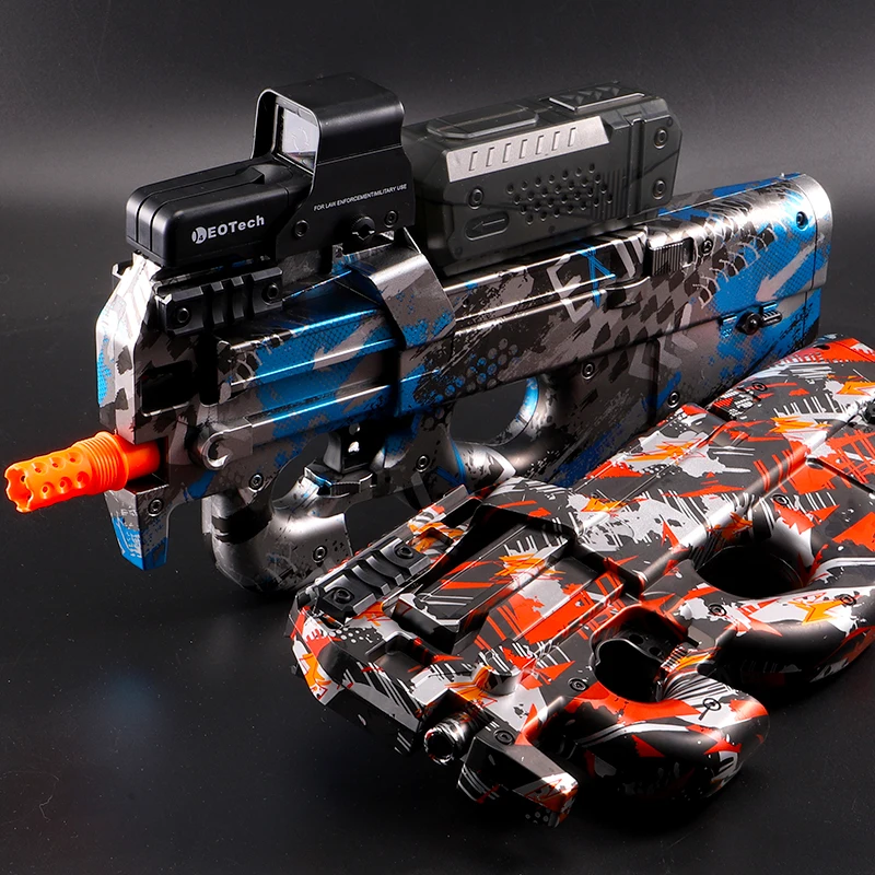Pistola giocattolo elettrica con pistola gel P90, pistola giocattolo con sfera antispruzzo completamente automatica adatta per attività all'aperto -, gioco di squadra di tiro all'aperto