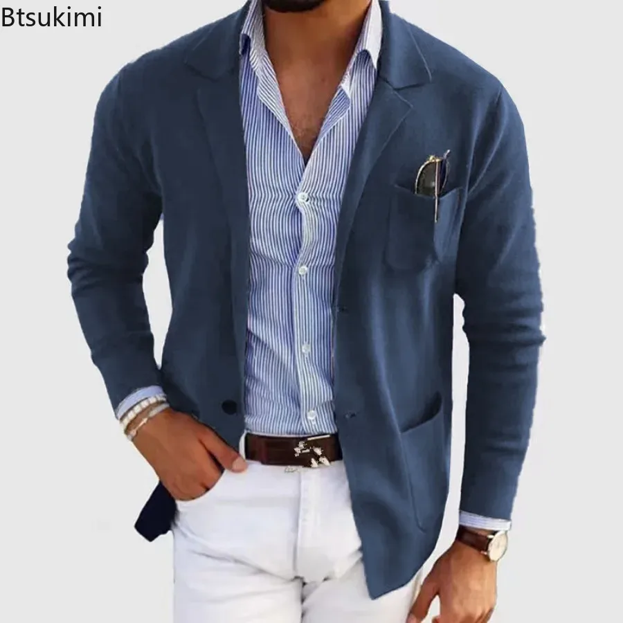 2025 Nieuwe mannen Blazer Jassen Mode Slim Fit Solid Single-breasted Pak Jassen Business Casual Bovenkleding Bruiloft Pakken voor Mannen