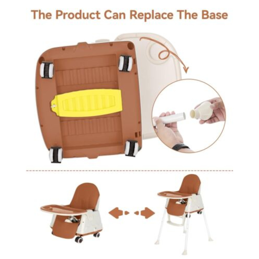 3 In 1 Portable Baby High Chair Height Adjustable Highchair Toddler Feeding Seat