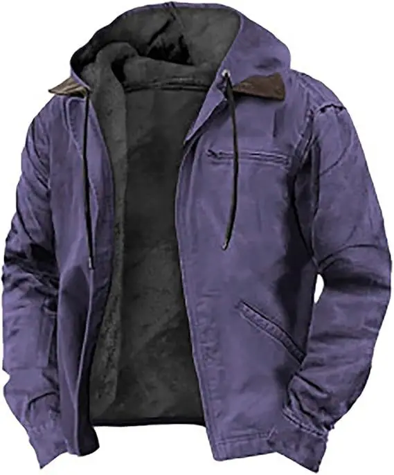 Homens outono inverno cor sólida com capuz roupas de algodão casual veludo zíper bolso com capuz jaqueta casaco moletom