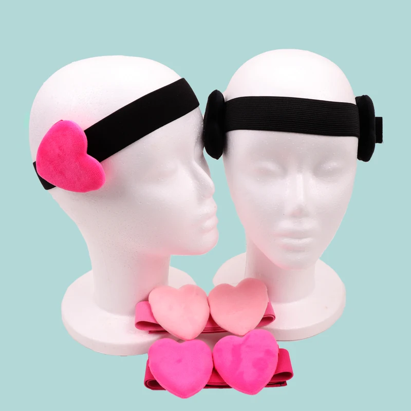 1Pcs Adjustable Elastic Band For Edge Control With Pink Ear Covers Lace Band With Heart-Shaped Ear Muffs Headband With Ear Pads
