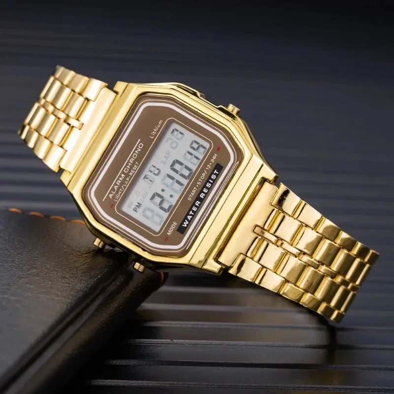 Reloj deportivo para Hombre, Reloj de pulsera cuadrado de acero inoxidable de lujo a la moda Led Digital, relojes electrónicos para mujer, Reloj para Hombre