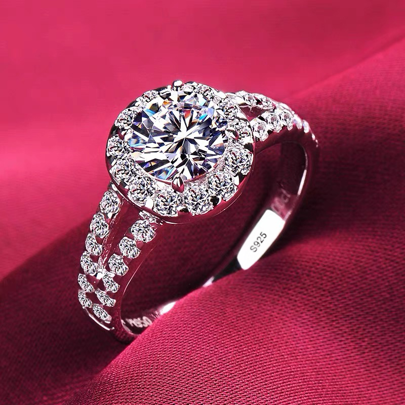 証明書付き高級ソリッド 925 シルバーリング高品質ジルコンディアマント結婚指輪婚約指輪ギフトジュエリー女性のための