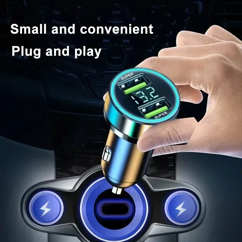 Autolader Snel opladen 240 W 2 USB-poortadapter met digitaal display Stroom- en startsysteem Oplader Elektrische apparaten