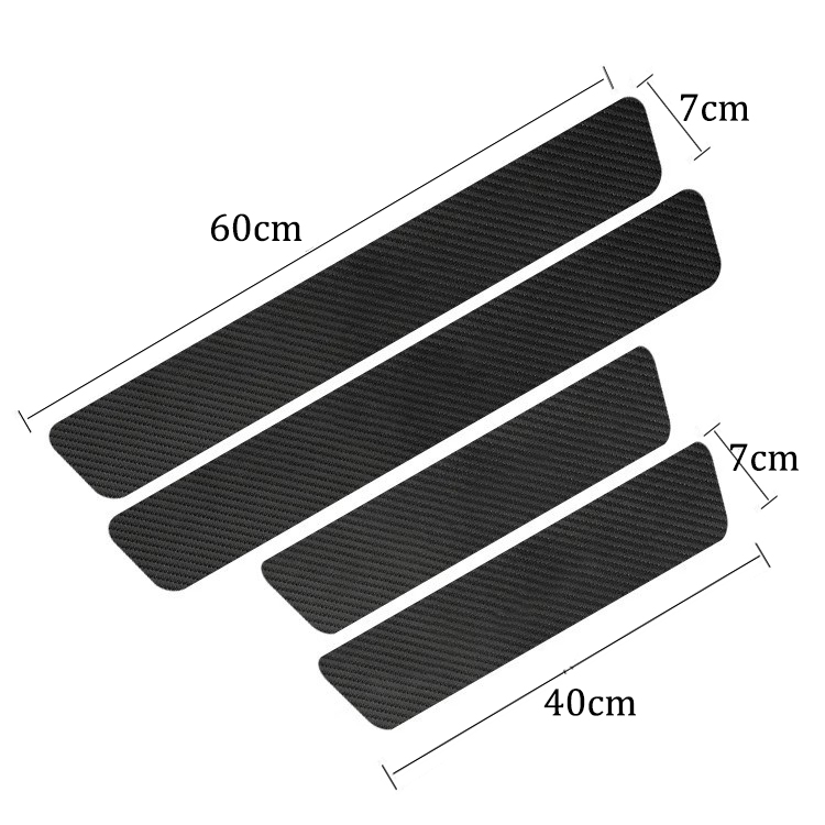 4 ชิ้นหนารถประตูแผ่นสติกเกอร์ป้องกันคาร์บอนไฟเบอร์หนังรถสติกเกอร์ Sill Scuff Cover Anti Scratch Decal