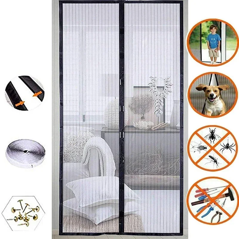 Mosquitera magnética para puerta, cortinas de ventana de 80/90/100 Cms, cortinas de cierre automático, pantalla textil para el hogar y jardín