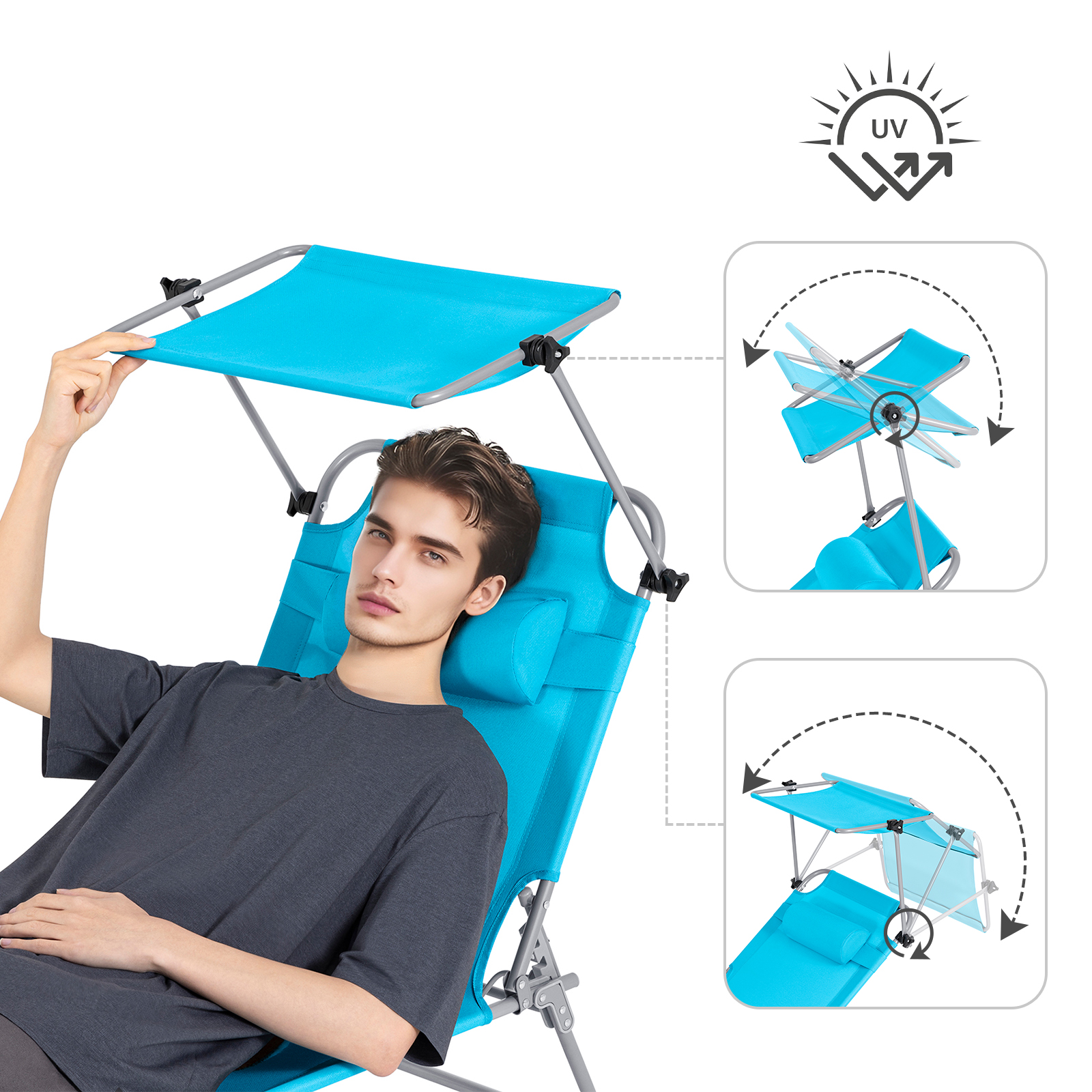 SoBuy OGS48 Schaukelliege mit Seitentasche Gartenliege Relaxstuhl Schwungliege für Gärten, Höfe, Strände, Balkone