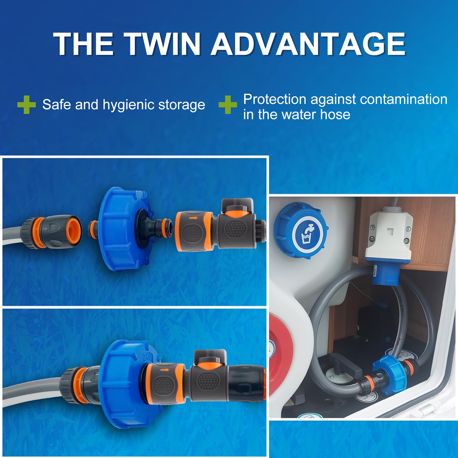 Wassertank-Abfülladapter, Ventil, Wohnmobil, Wohnwagen, Wasseraanschluss, Zubehör, Fülladapter mit Schnellkupplung