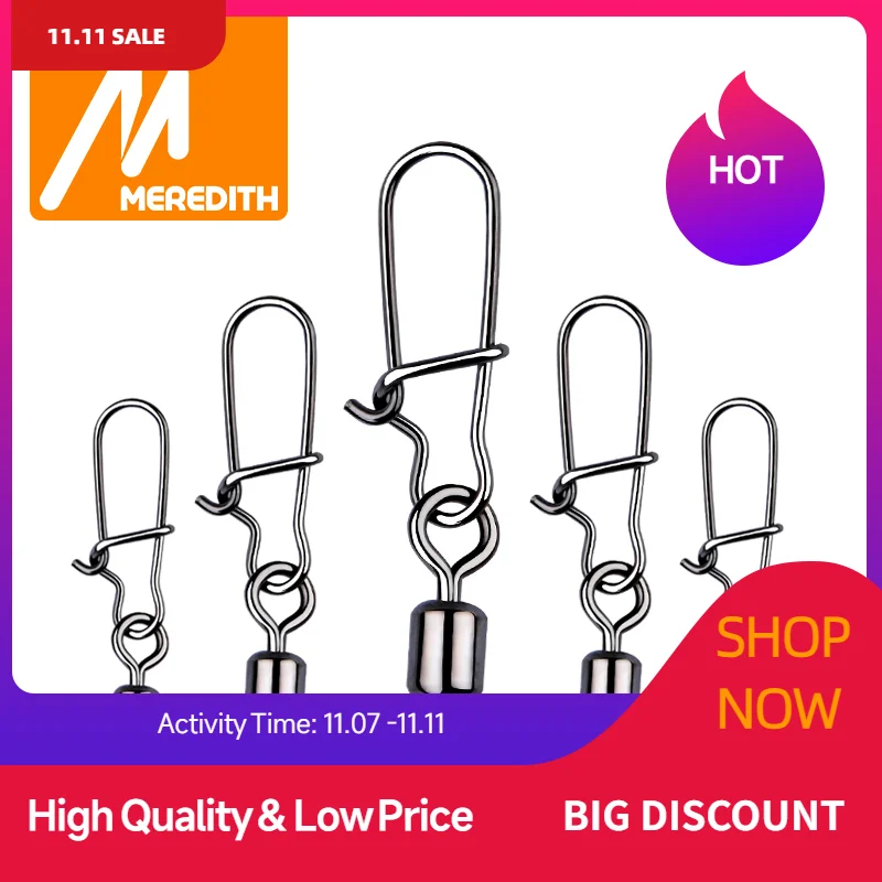 MEREDITH 50 Con Pike Phụ Kiện Câu Cá Cổng Kết Nối Pin Mang Cán Xoay Thép Không Gỉ Ốp Fishhook Dụ Xoay Giải Quyết