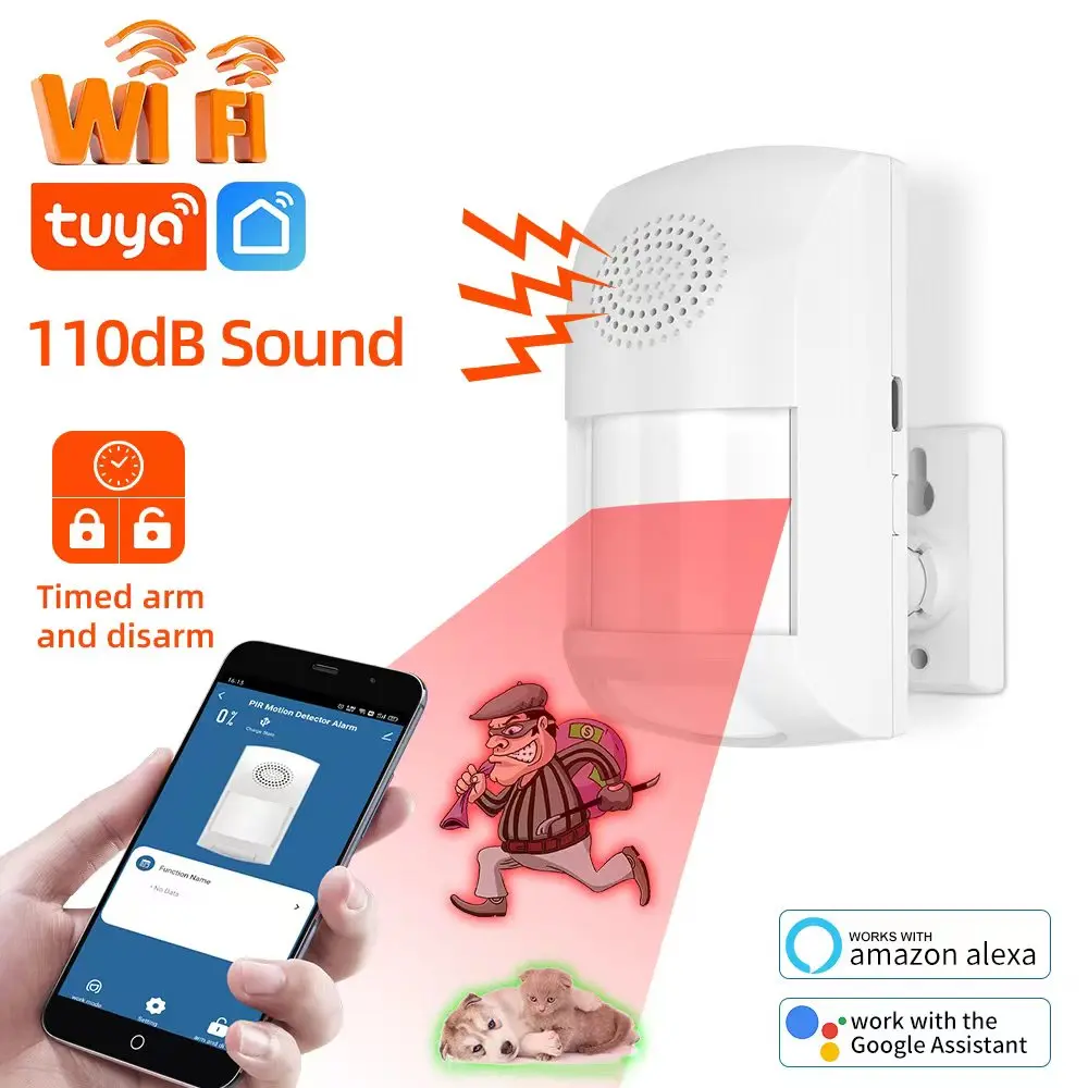 Tuya Инфракрасный WiFi PIR Датчик движения Безопасность Защита Присутствие Датчик Детектор взлом звуковой сигнализации Умная жизнь Работа с Alexa