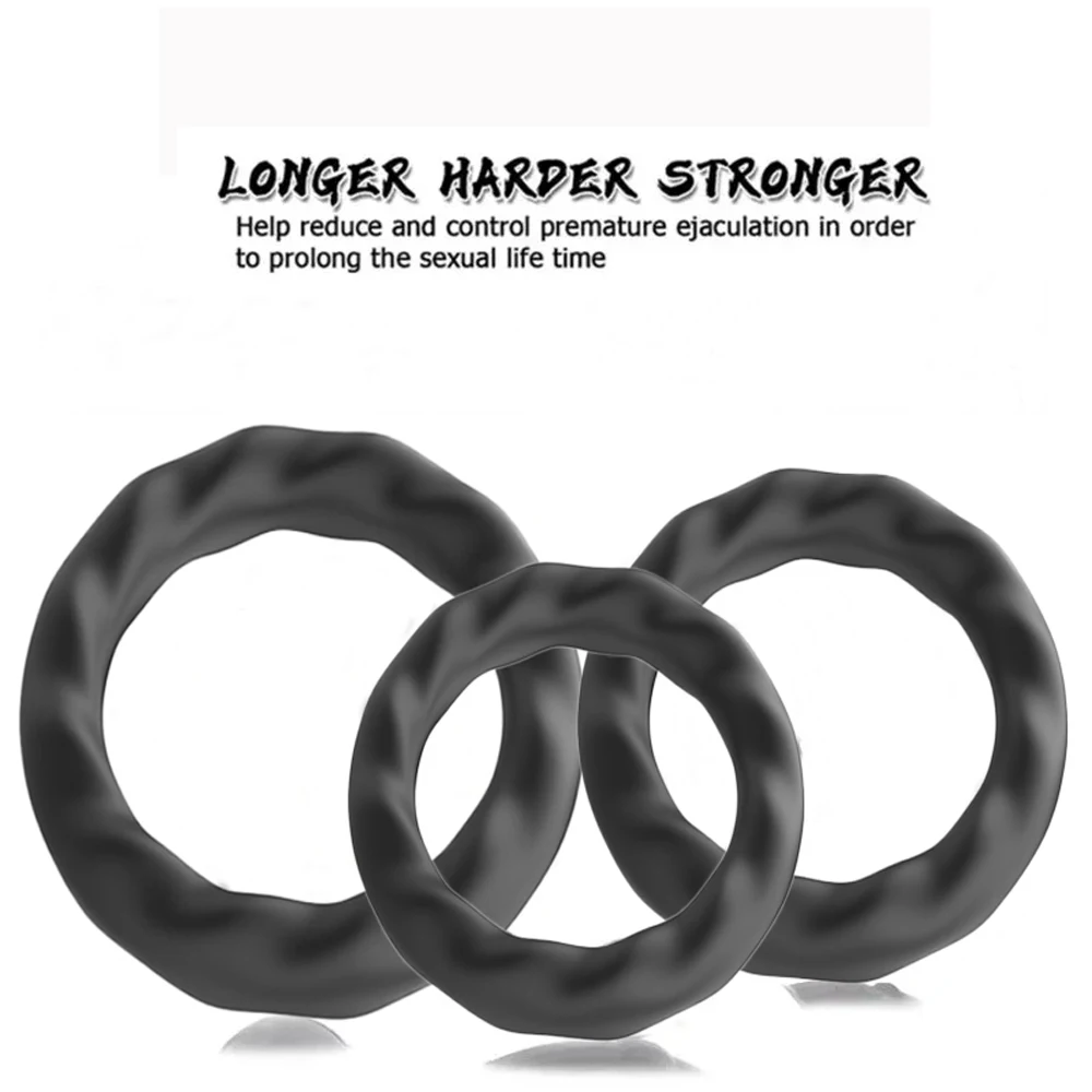 남근 확대 내구성 실리콘 페니스 링, 성인 남성용 섹스 토이, 남성 사정 지연, 음낭 잠금 링, 3 개