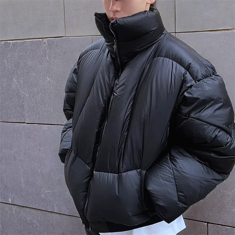 Vintage Amerikaanse stijl katoenen herenjas High End Feel Casual losse pasvorm Warm gewatteerde jas voor herfst/winter Zwart katoen