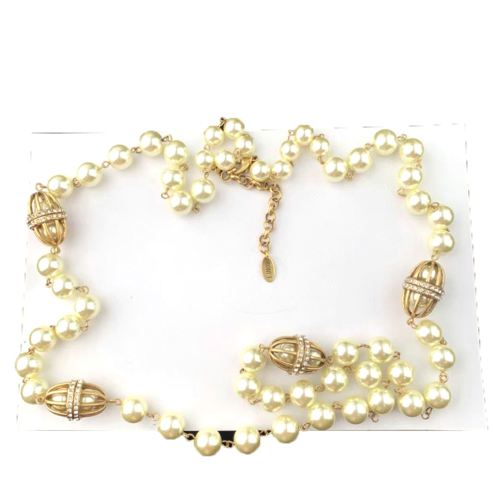 Vintage temperamento vidro pérola contas camisola corrente colar para presente da menina das mulheres festa gargantilha jóias atacado