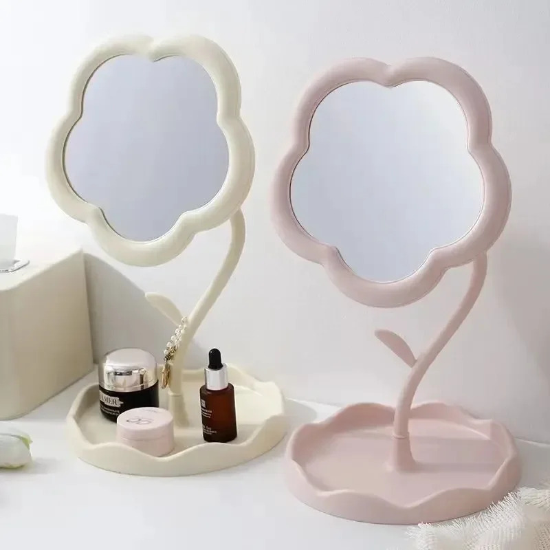 Makeup Dressing Mirror, Floral Pattern, Office Dormitory Decoration, High-end Style, Bedroom Home Supplies