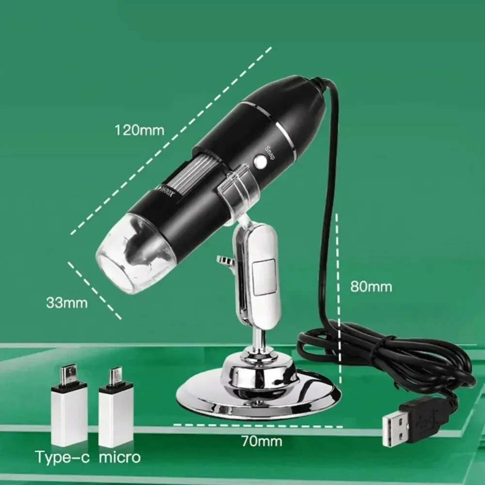 Câmera de microscópio digital 3 em 1, tipo c, usb, eletrônico portátil 500x/1000x/1600x para solda, lupa led, reparo de celular