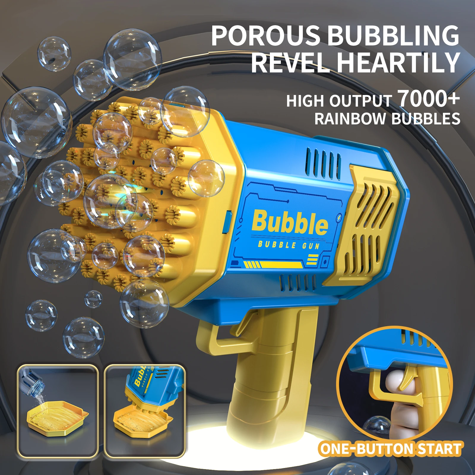 Lance-roquettes électrique Portable et automatique pour enfants, 40 trous, pistolet à bulles, lumière LED pour garçons et filles, un paquet
