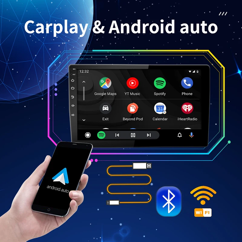 Bosscar 4core 2 din rádio do carro androidauto carplay android 12 4g gps áudio do carro 7 "/9"/10 "wifi bt ips reprodutor multimídia automotivo