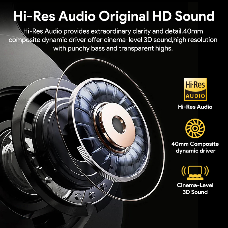 QCY H3 ANC Беспроводные наушники Bluetooth 5.4 Hi-Res Audio Over Ear Headset 43 дБ Гибридные наушники с активным шумоподавлением 60H