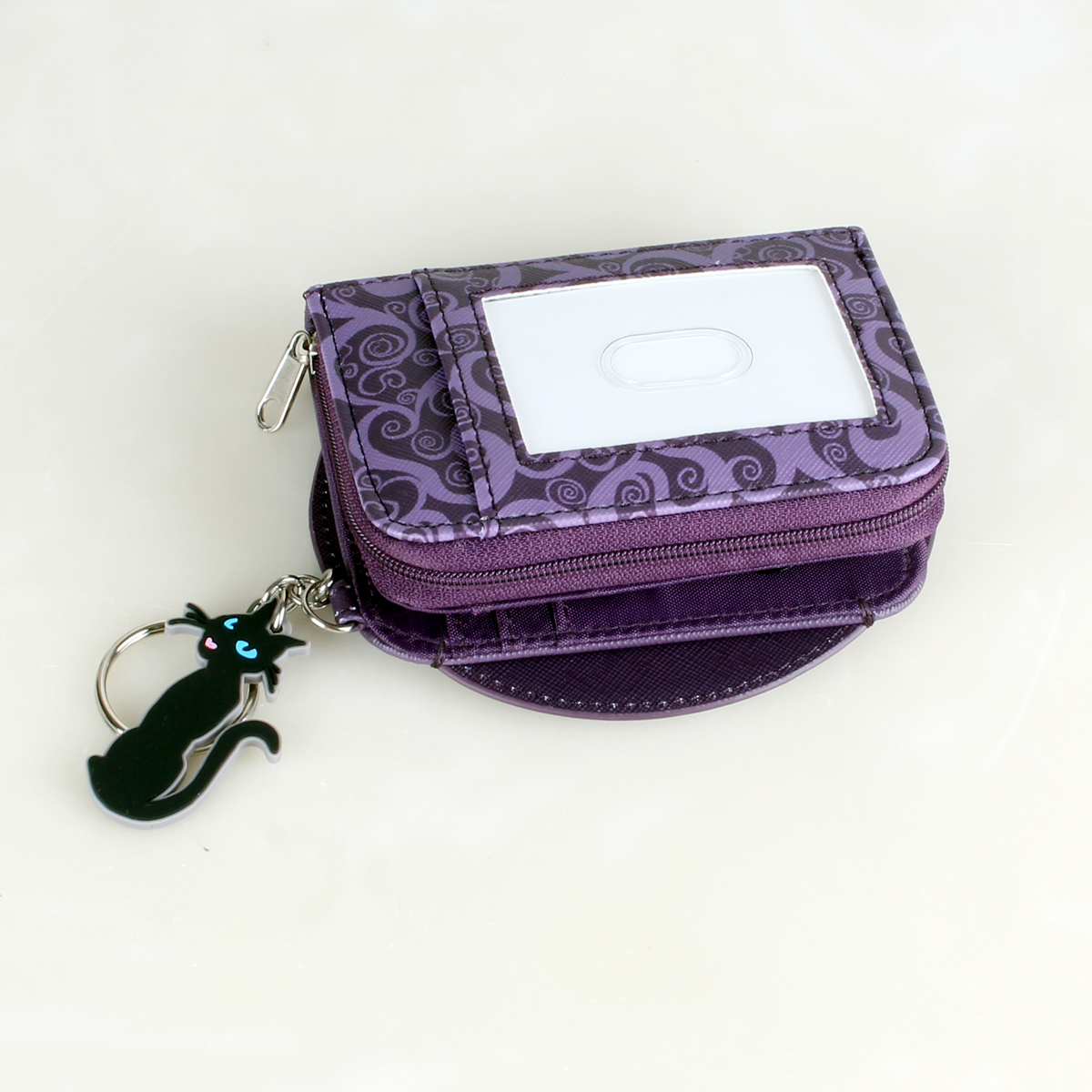 Cartera de mujer de dibujos animados de anime, tarjetero de chica linda y moderna, monedero con llavero