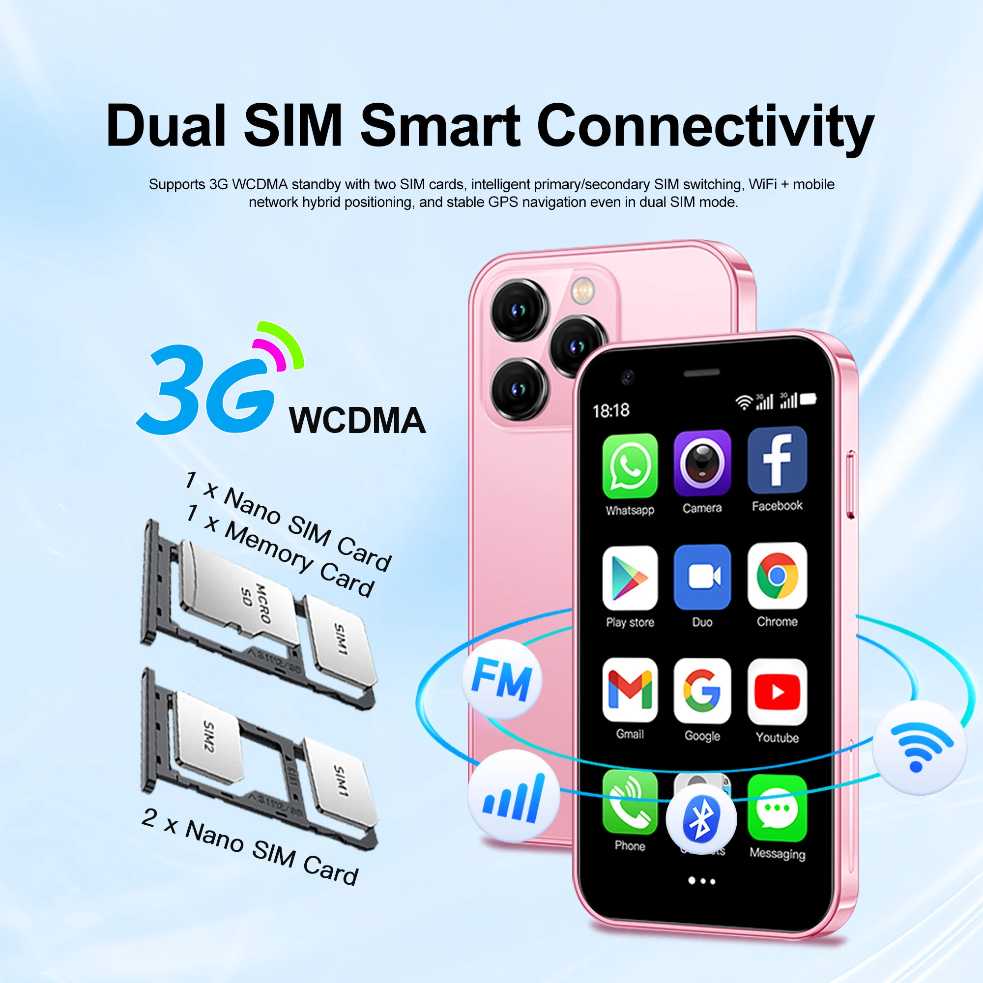 สมาร์ทโฟน SERVO 15SE Mini ระบบ 3G WCDMA ระบบปฏิบัติการ Android RAM 2GB ROM 16GB รองรับ WhatsApp WiFi Hotspot รองรับซิมคู่ ใช้งานได้สองซิมพร้อมกัน หน้าจอ 3.0 นิ้ว สมาร์ทโฟนน่ารัก
