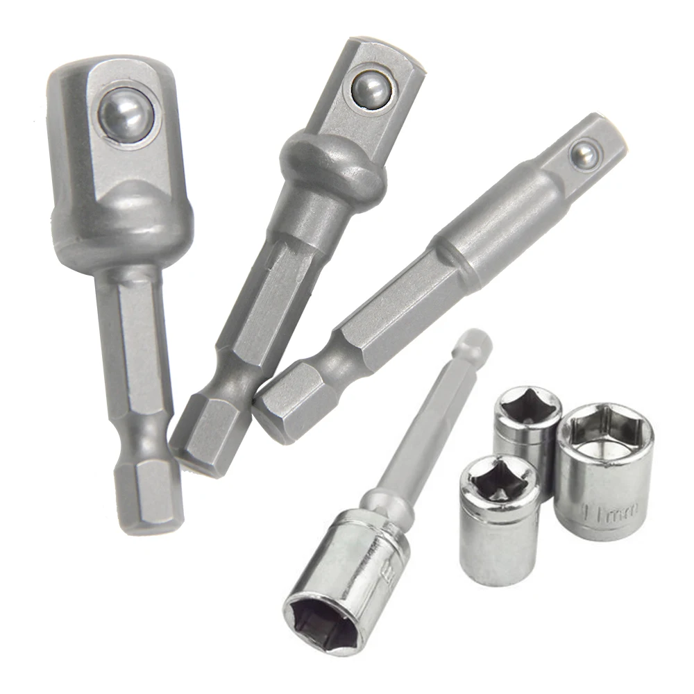 3PC natural hexagonal handle extension rod 50mm adapter 1/2 screwdriver 3/8 square head 1/4 socket power tool accessories