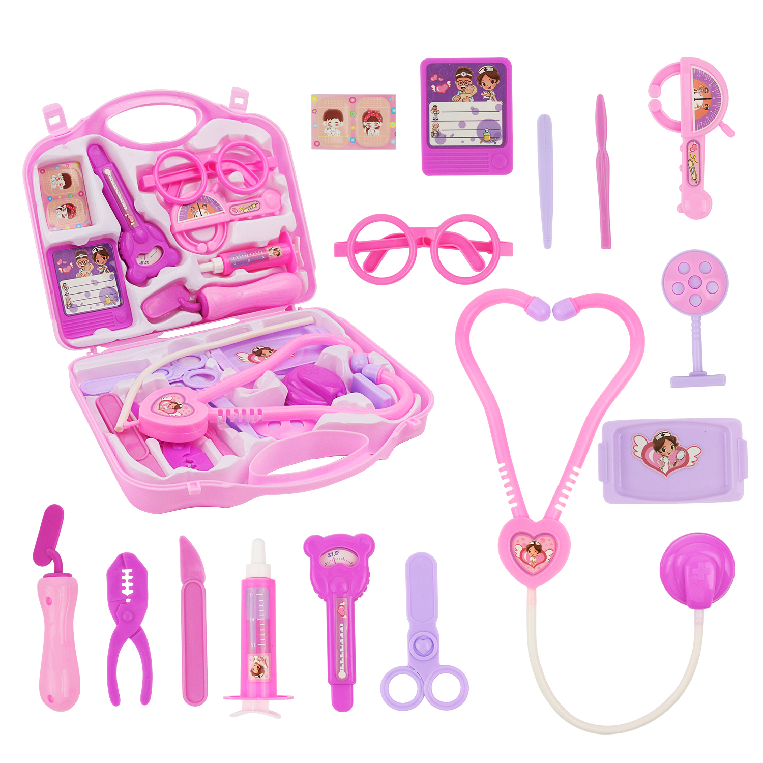 Kinder Arzt spielen Zuhause Spielzeug Handheld Medizin Box Set Simuliertes Stethoskop für Injektionspuzzle