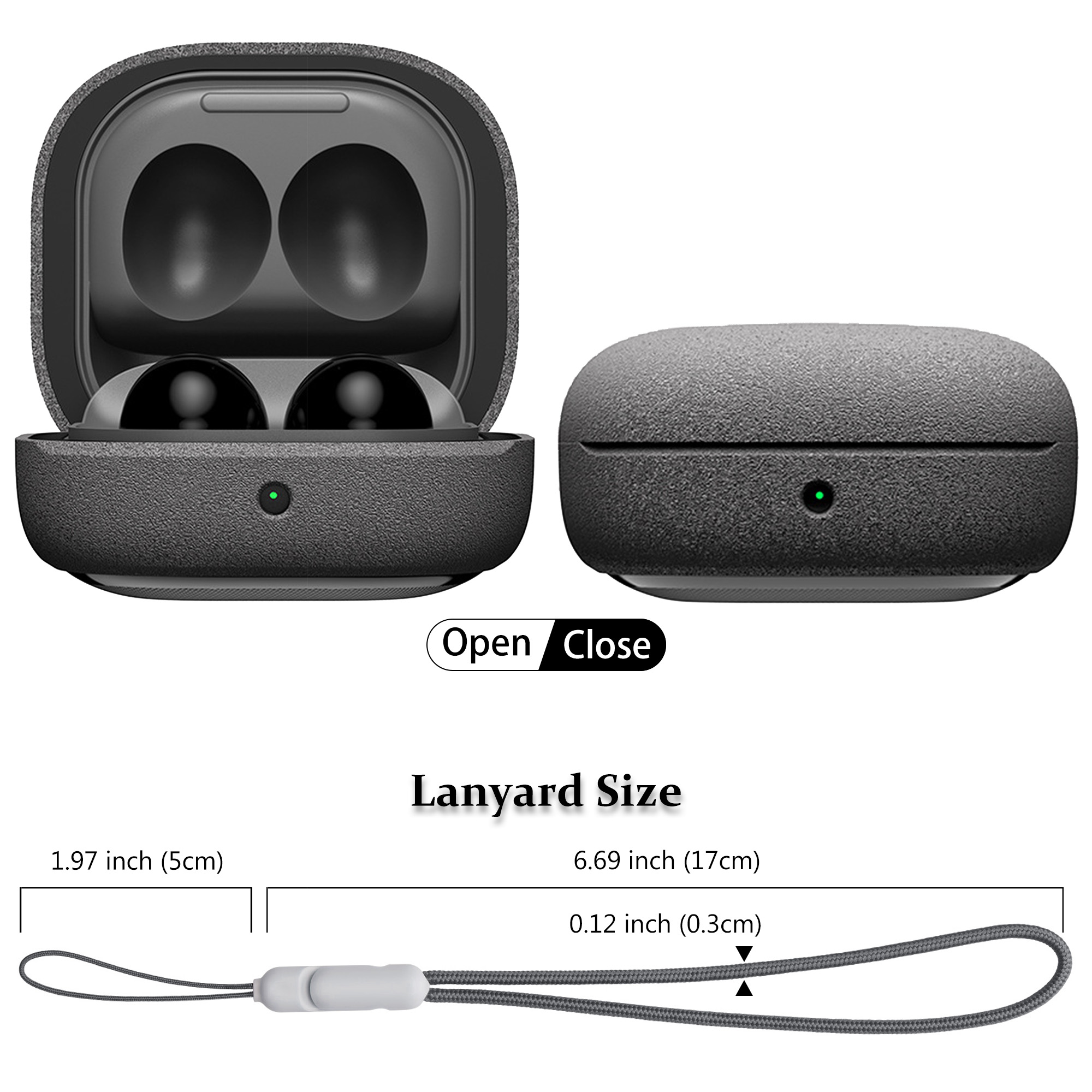 Schutzhülle für Samsung Galaxy Buds FE, Buds2 Pro, Buds2, Buds Live, Buds Pro Hülle, Hartschalenhülle mit Umhängeband
