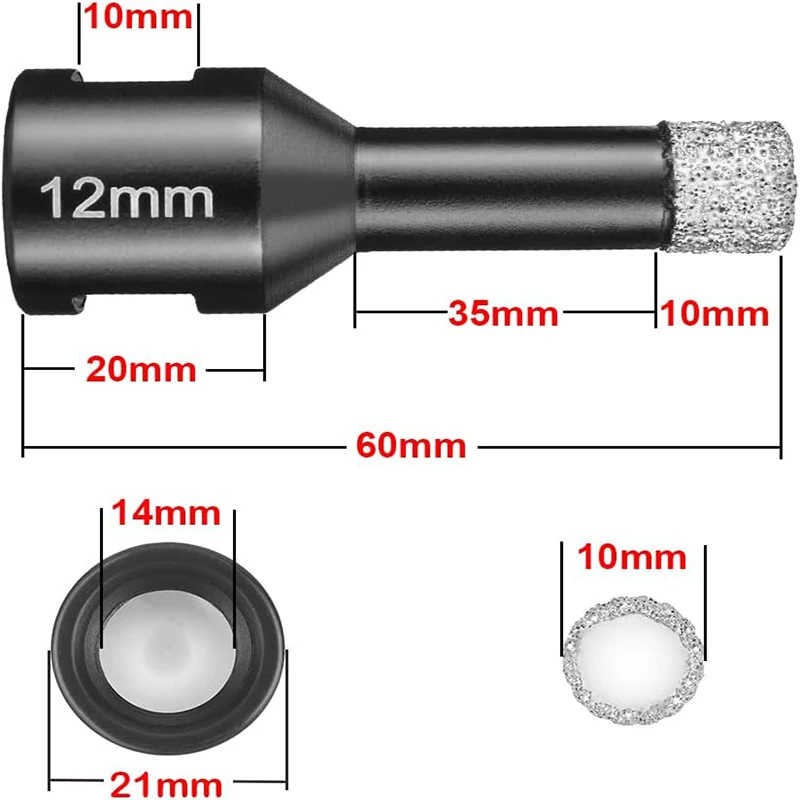 6/1 Pc M14 Core Bits Droog Boren Draad Diamantboren Keramische Tegels Graniet Marmer Kroon Boor Gatenzaag gereedschap