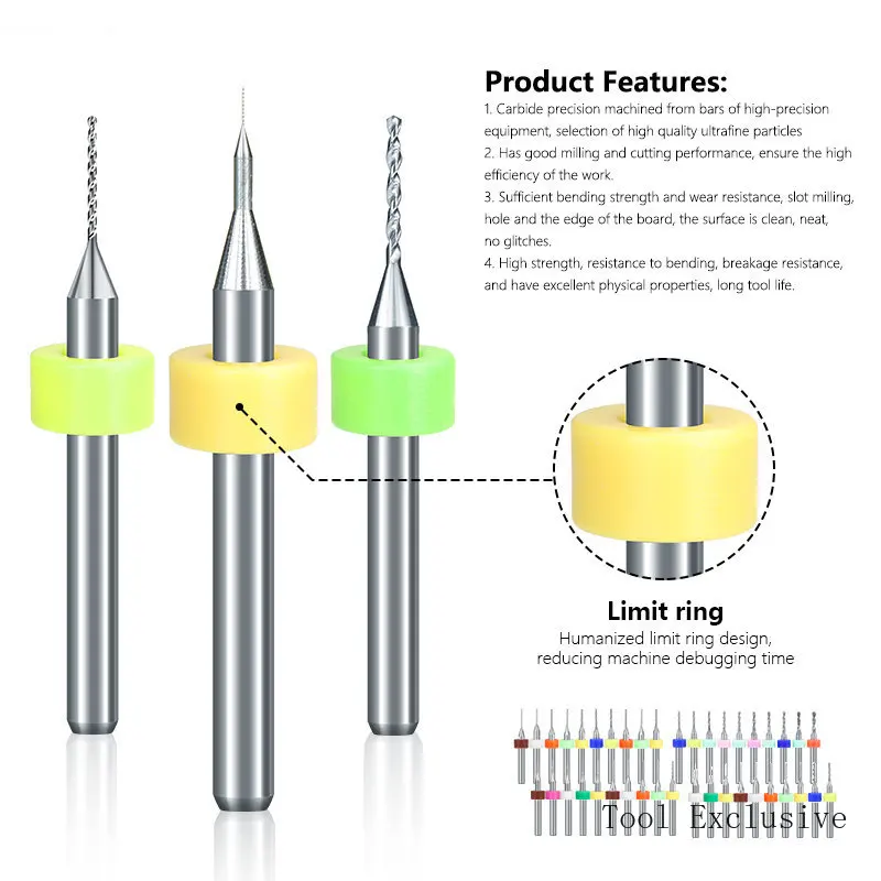 0.1-2mm PCB tungsten steel Fried Twists drill micro engraving drill hole fixed drill Print Circuit Board Mini CNC Drilling Bit