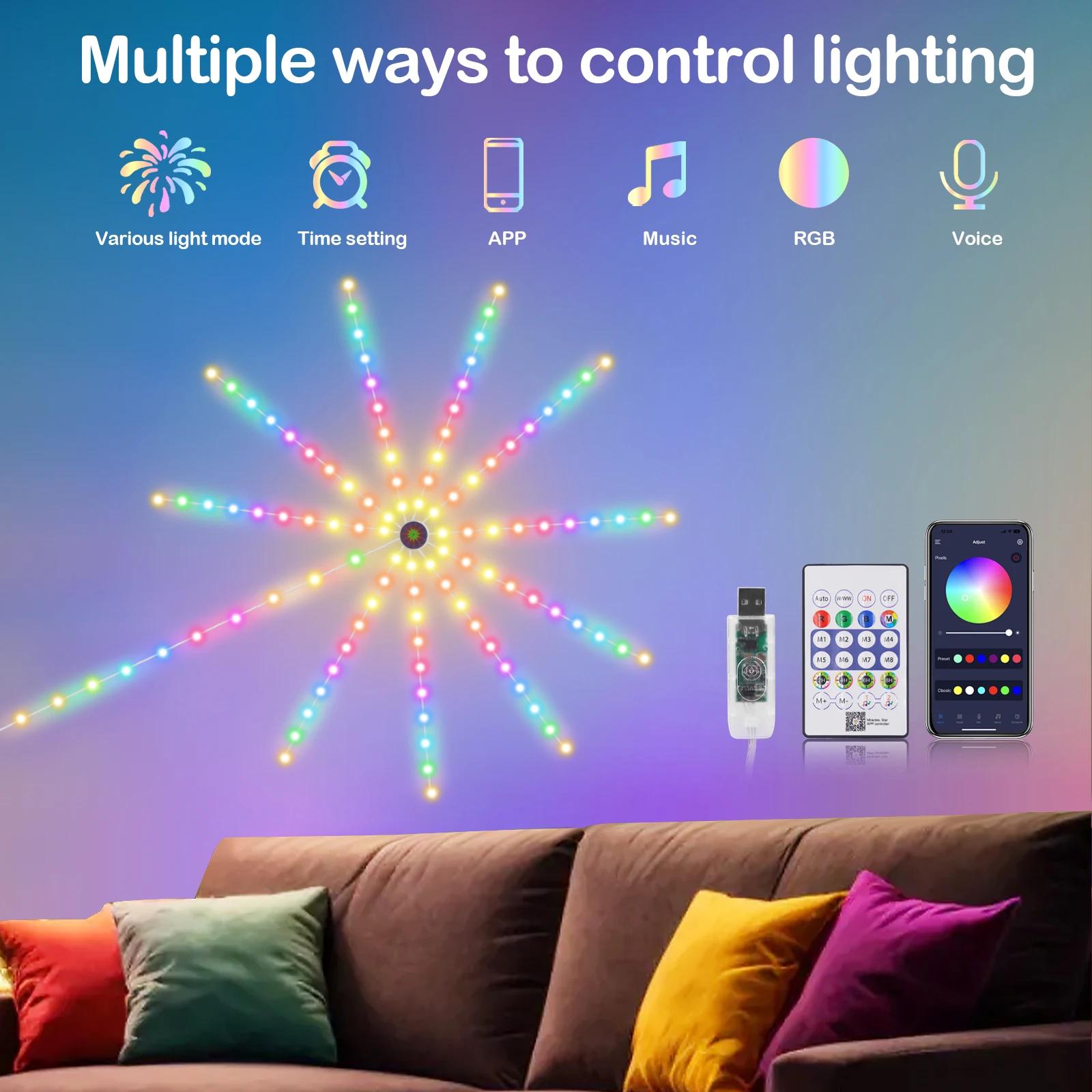 LEDストリップライト,Bluetooth,USB,アプリコントロール,DC, 5V,夢の色,壁,寝室の装飾用
