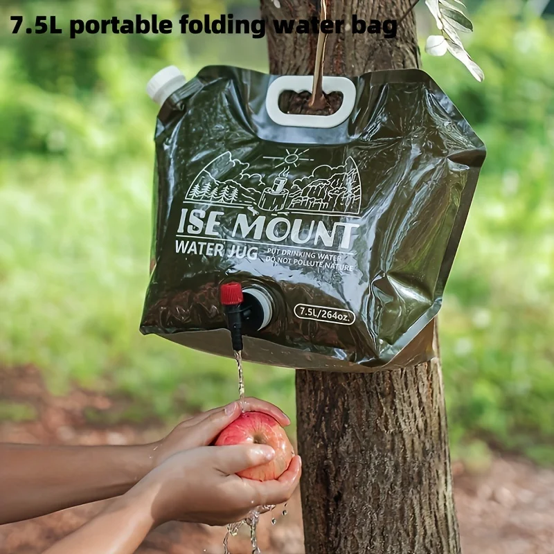 1 Stück, 1,98 Gallonen faltbare Wasser-Aufbewahrungstasche mit Wasserhahn, tragbarer Wasserbehälter mit großer Kapazität für Outdoor-Camping, Wandern, Reisen