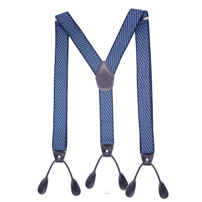 Tirantes elásticos de cuero para hombre, tirantes de 35mm de ancho, con botón Y espalda en Y, a la moda, para pantalón