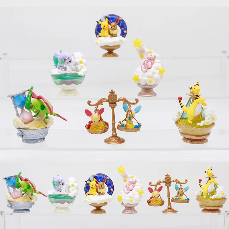 Pokemon Figures Miniature Blind Box Starrium Series Scene Props Ampharos Flygon Ponyta Plusle Minun Mew Pikachu Toy Ornaments
