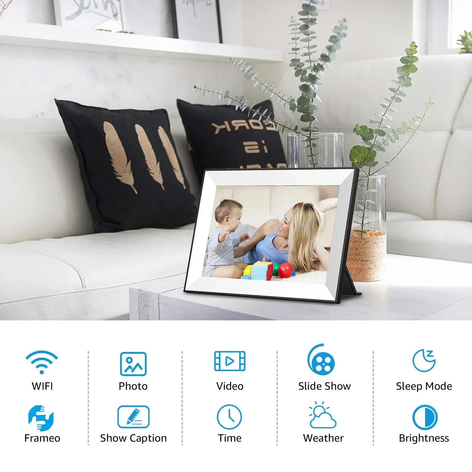 Frameo 32GB Digital Picture Frame 10.1 Inch Smart WiFi Digital Photo Frame with 1280x800 IPS HD Touch Screen with Wall Mountable