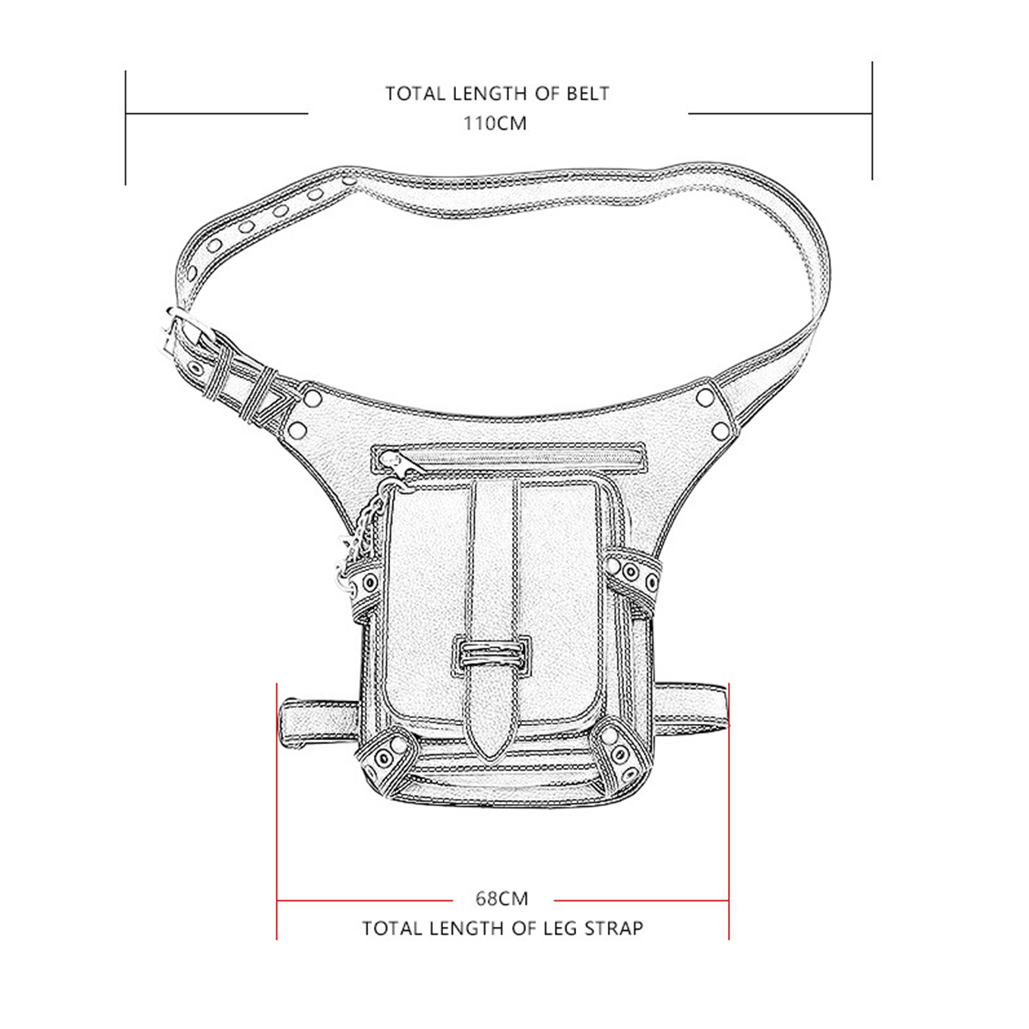Unique Waist Bag Cool and Functional Hip Pack Gothic Belt Bag Punk Phone Pouches for Outdoor Activities